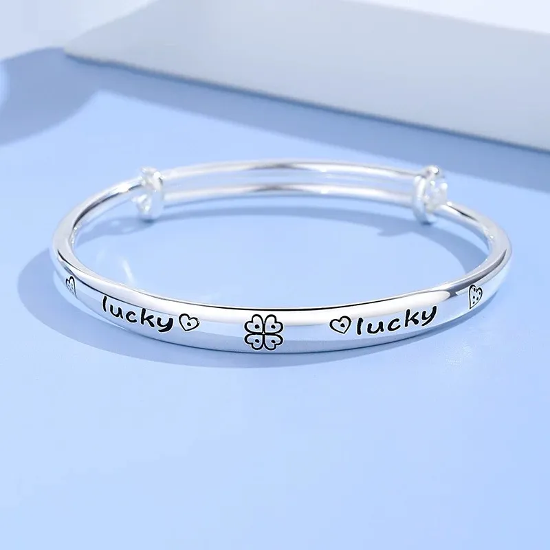 YINI Minimalist Style Solid Sterling Silver Bangle Fashion 999 Silver Bangles Women's-1