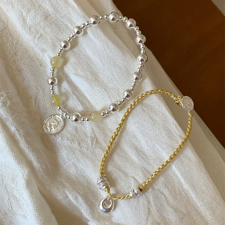 YINI 990 Silver Rutilated Quartz Pure Silver Bracelets Women's-4