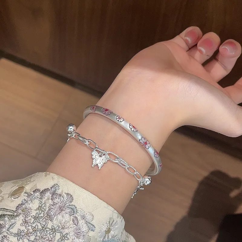YINI 999 Fine Silver .9 Silver Bangles Women's-1