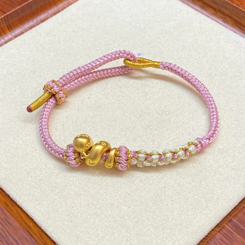 YINI Zodiac Year Coiled Snake Red String 999 Fine Silver Bracelets Unisex-9