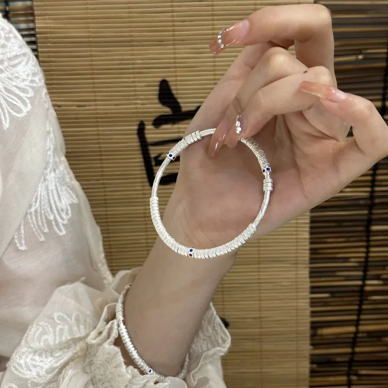 YINI 9999 Fine Silver Bangles Women's-4