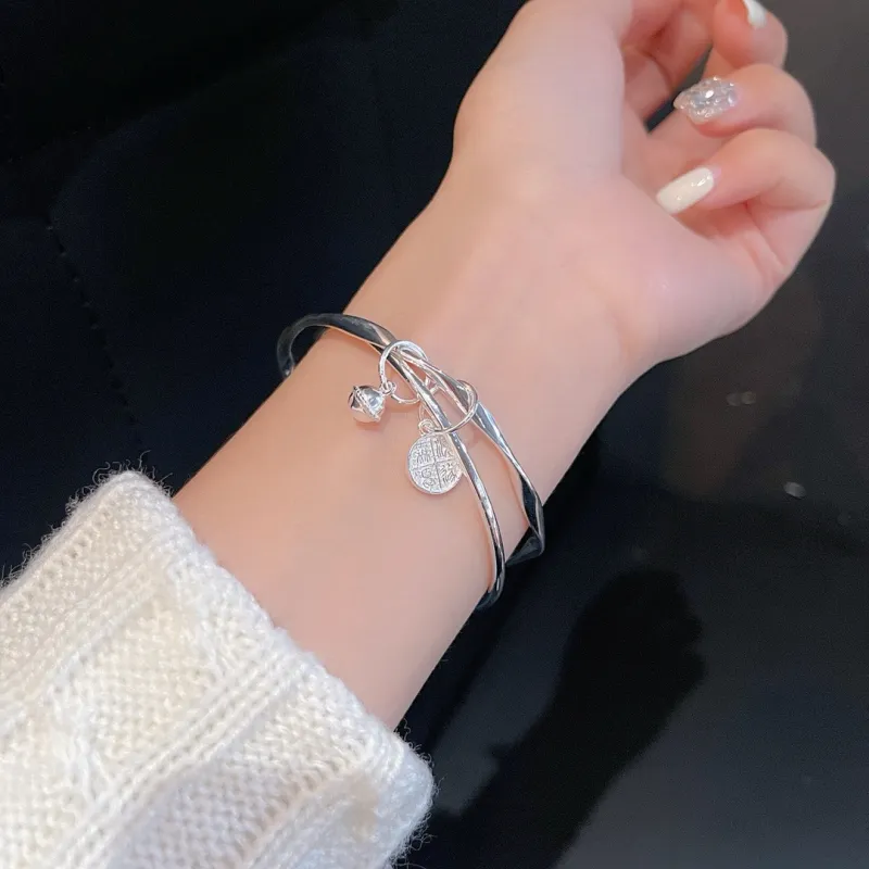 YINI 999 Fine Silver Sweet Style Bangle Women's-2