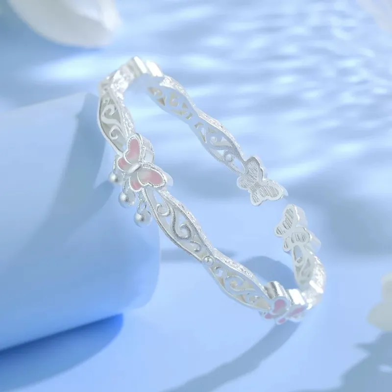 YINI 999 Fine Silver Bangles Women's-4