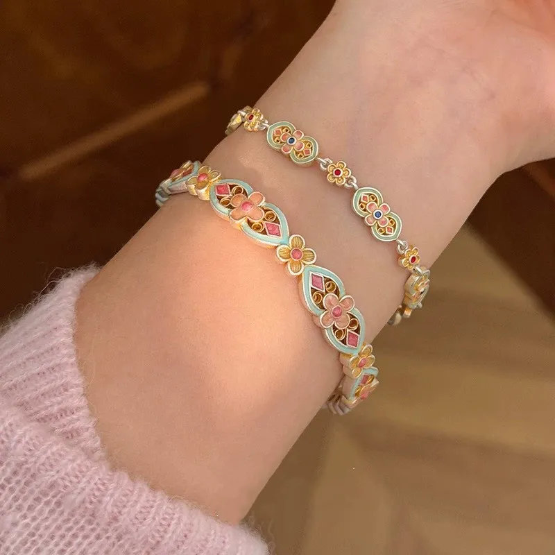 YINI 999 Fine Silver Flower Infused Bracelet Women's-1