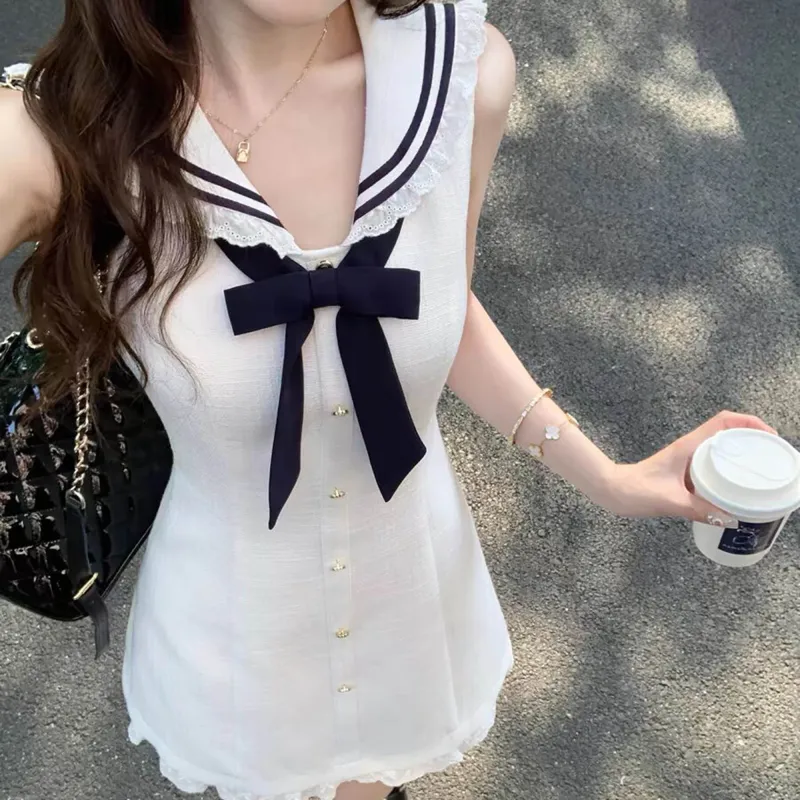 OSQ Sleeveless Dress Women's White-4