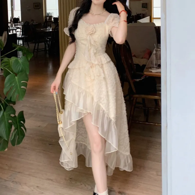OSQ Short Sleeved Dresses Women's Apricot-2