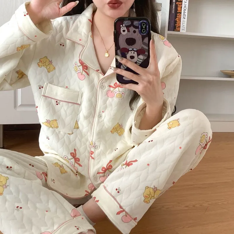 METE WHALE MT Pajama Set Women's Apricot-1