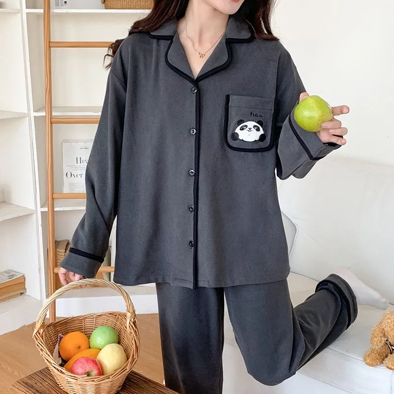 METE WHALE MT Pajama Set Women's Gray Panda-4