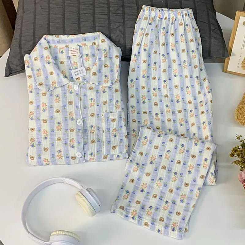 METE WHALE MT Pajama Set Unisex Blue White-2