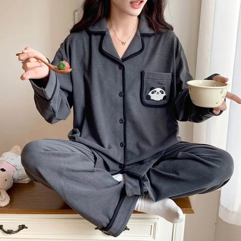 METE WHALE MT Pajama Set Women's Gray Panda-3