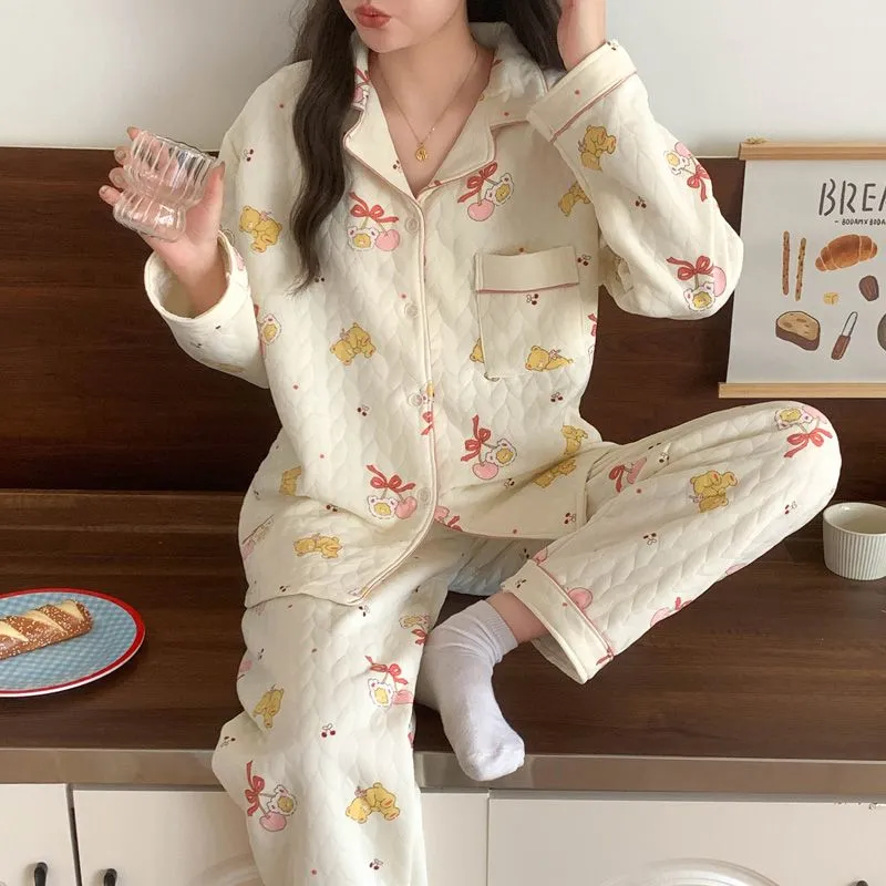METE WHALE MT Pajama Set Women's Apricot-2