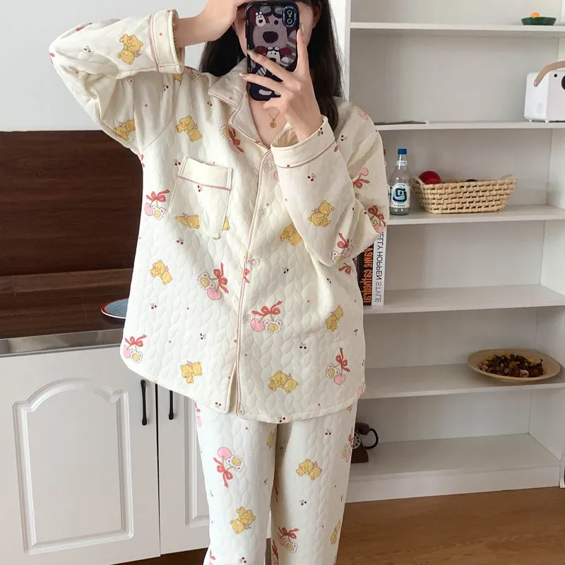 METE WHALE MT Pajama Set Women's Apricot-3