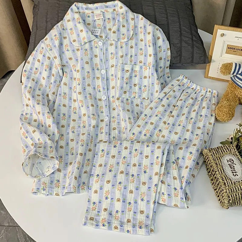 METE WHALE MT Pajama Set Unisex Blue White-1
