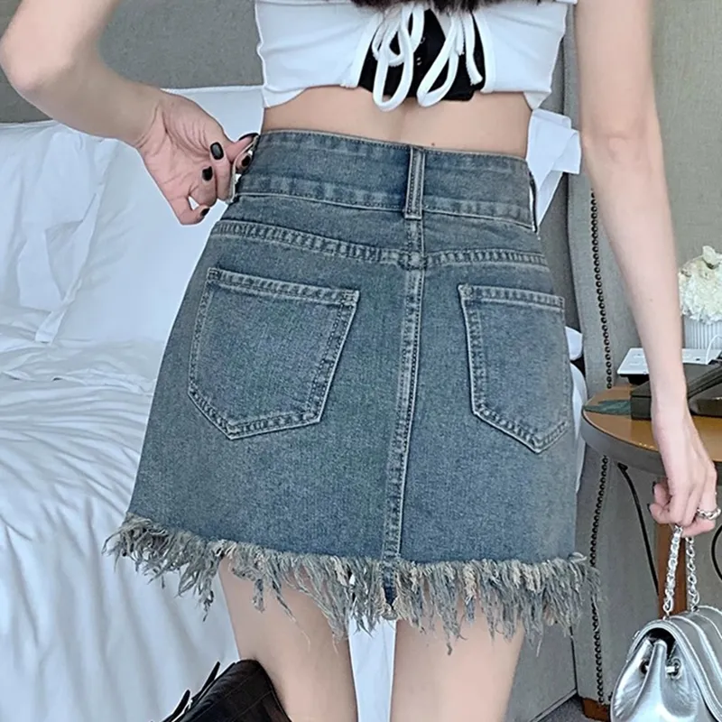 UYH Denim Short Skirts Women's Vintage Blue-4