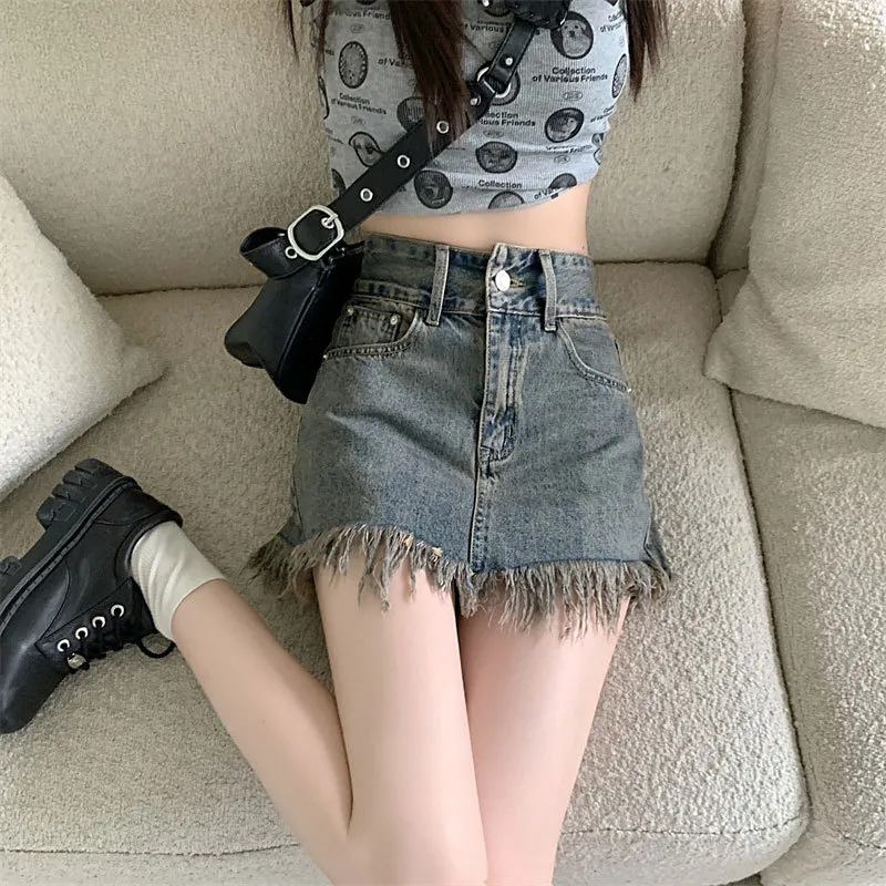UYH Denim Short Skirts Women's Vintage Blue-1