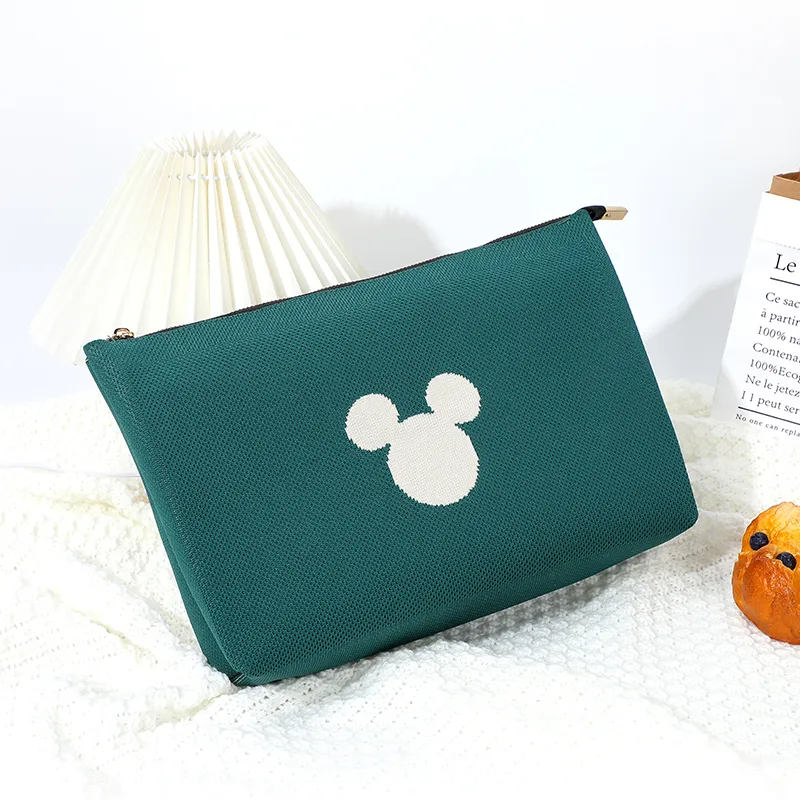 MESUCA ×Disney Brand Collaboration Edition Mickey Series Polyester Tote Handbag, Shoulder Bag Women's Green-2