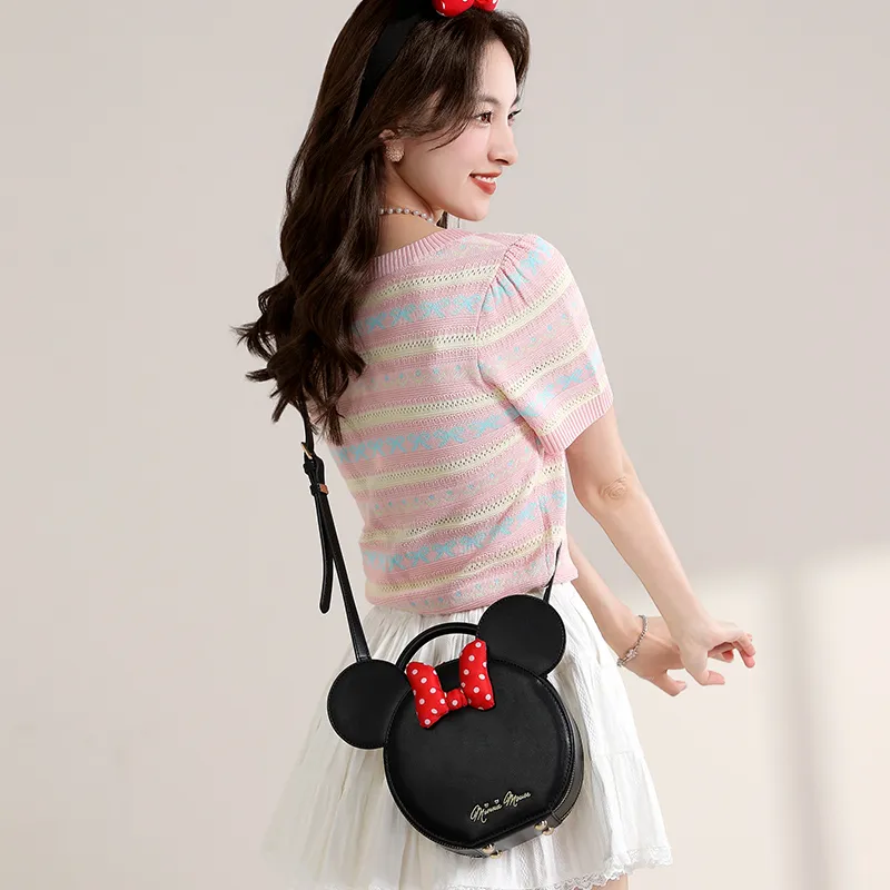MESUCA Disney Collection Synthetic Leather One Shoulder Handbag, Crossbody Bag Women's Black-4