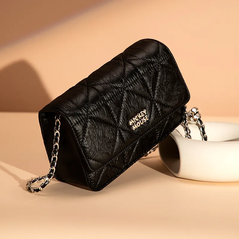 Disney Mickey Series Synthetic Leather Crossbody Bag, Shoulder Bag, Small Square Bag Regular Unisex Black-5
