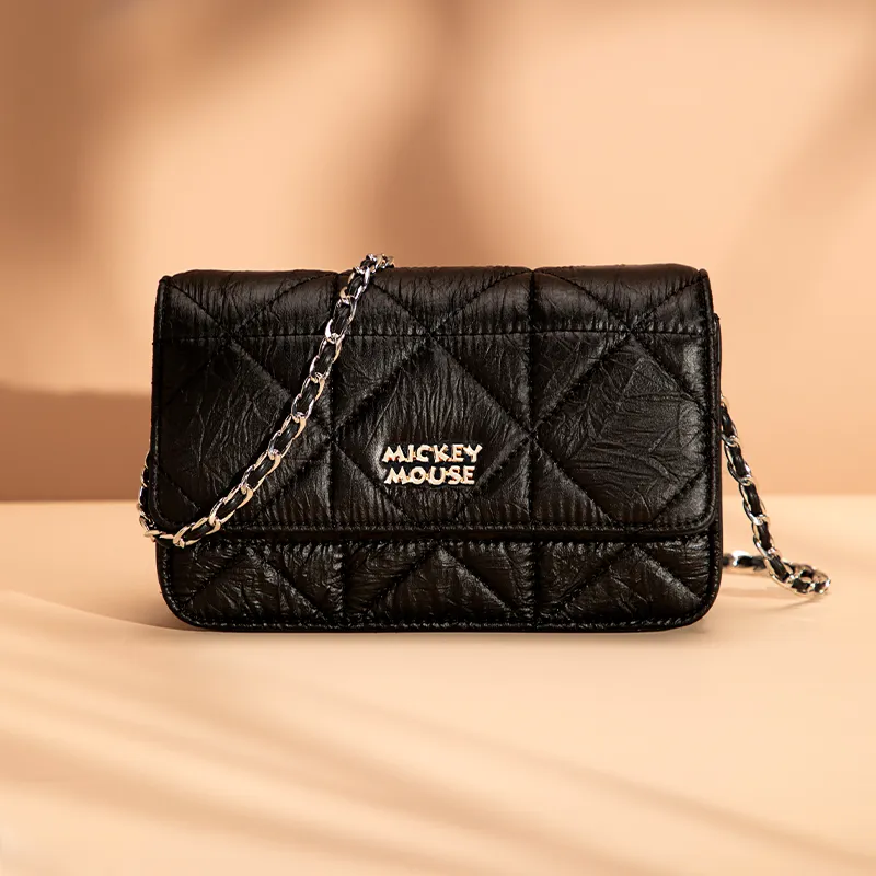 Disney Mickey Series Synthetic Leather Crossbody Bag, Shoulder Bag, Small Square Bag Regular Unisex Black-3