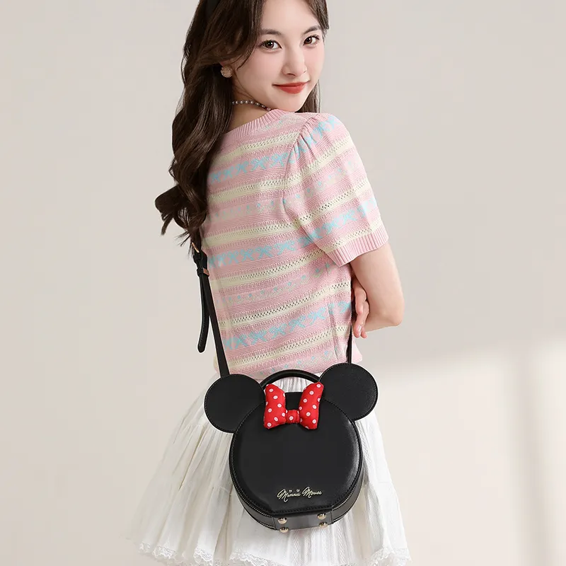 MESUCA Disney Collection Synthetic Leather One Shoulder Handbag, Crossbody Bag Women's Black-3