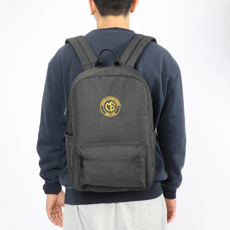 MESUCA Nylon Fabric Backpack Medium Size Unisex Black-2
