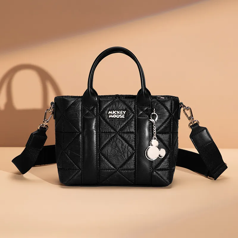 Disney Mickey Series PU Tote Shoulder Bag, Crossbody Bag, Handbag Medium Size Unisex Black-1
