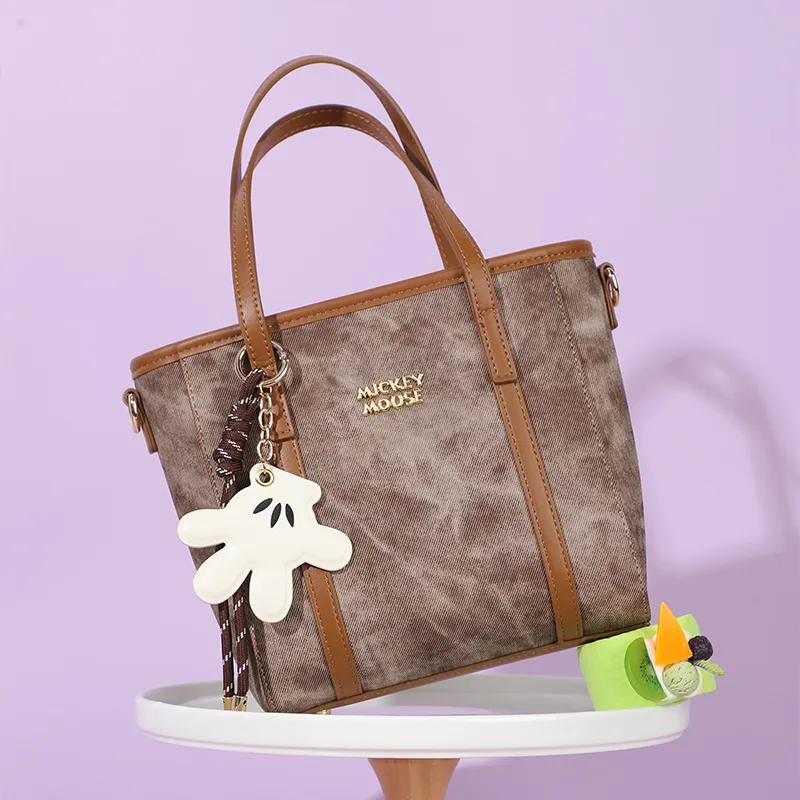 MESUCA ×Disney Mickey Series Synthetic Leather Basket Bag, Shoulder Bag, Crossbody Bag, Handbag Women's-17