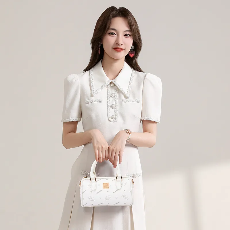 MESUCA Sanrio Melodi Synthetic Leather One Shoulder Portable Boston Bag Women's Pink-16