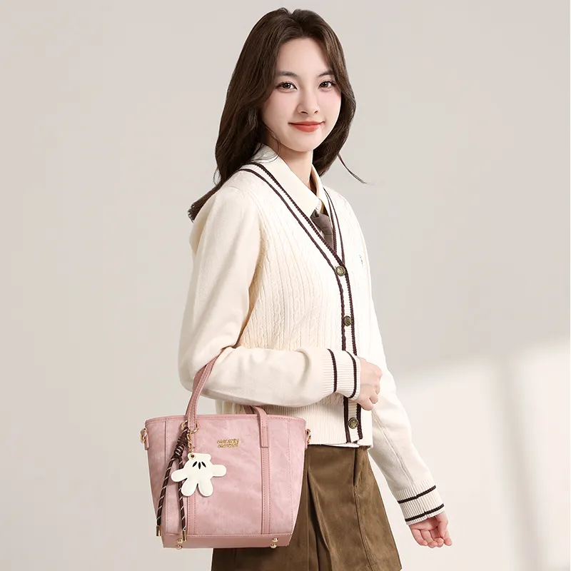 MESUCA ×Disney Mickey Series Synthetic Leather Basket Bag, Shoulder Bag, Crossbody Bag, Handbag Women's-2