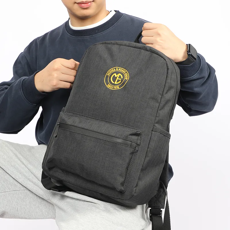 MESUCA Nylon Fabric Backpack Medium Size Unisex Black-1