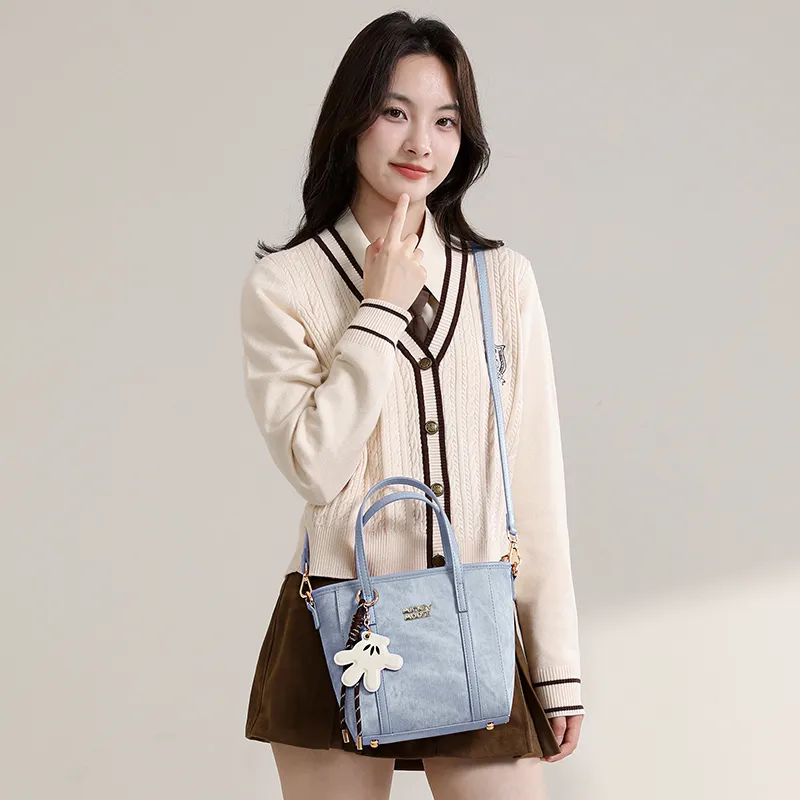 MESUCA ×Disney Mickey Series Synthetic Leather Basket Bag, Shoulder Bag, Crossbody Bag, Handbag Women's-8