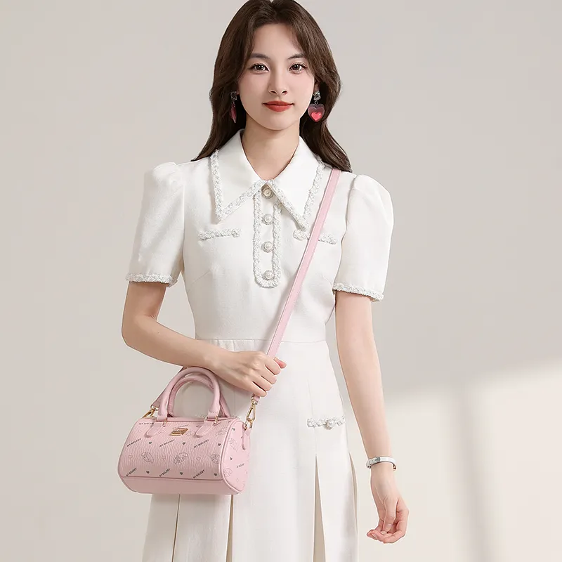 MESUCA Sanrio Melodi Synthetic Leather One Shoulder Portable Boston Bag Women's Pink-2