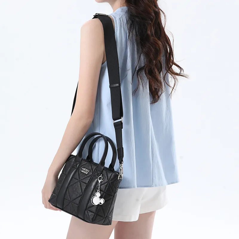 Disney Mickey Series PU Tote Shoulder Bag, Crossbody Bag, Handbag Medium Size Unisex Black-3
