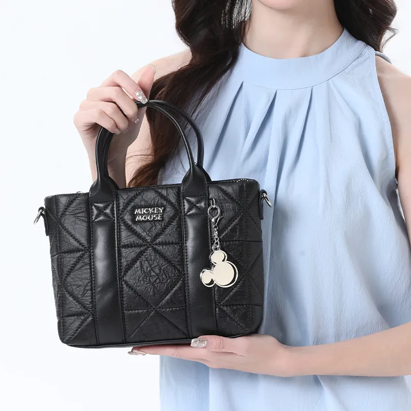 Disney Mickey Series PU Tote Shoulder Bag, Crossbody Bag, Handbag Medium Size Unisex Black-2