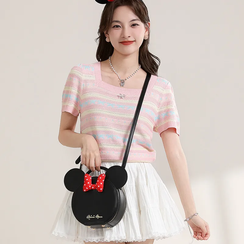 MESUCA Disney Collection Synthetic Leather One Shoulder Handbag, Crossbody Bag Women's Black-2