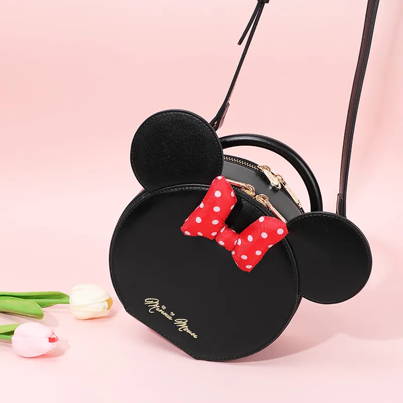 MESUCA Disney Collection Synthetic Leather One Shoulder Handbag, Crossbody Bag Women's Black-6