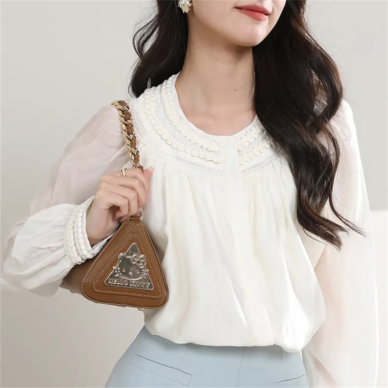 Sanrio Hello Kitty Synthetic Leather One Shoulder Handbag, Chain Bag Women's Pink/Brown/Black/Ecru-2
