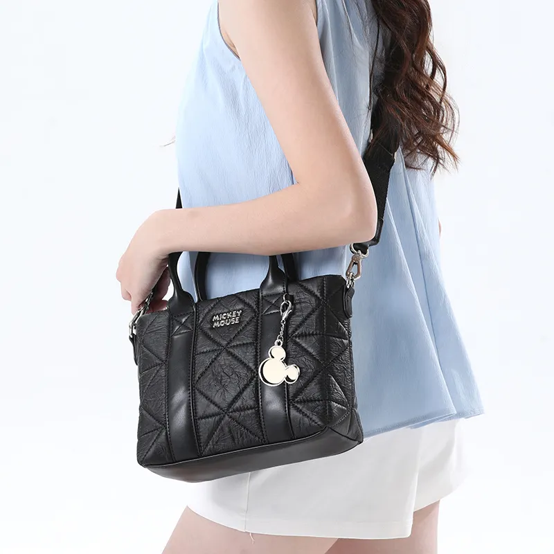 Disney Mickey Series PU Tote Shoulder Bag, Crossbody Bag, Handbag Medium Size Unisex Black-5