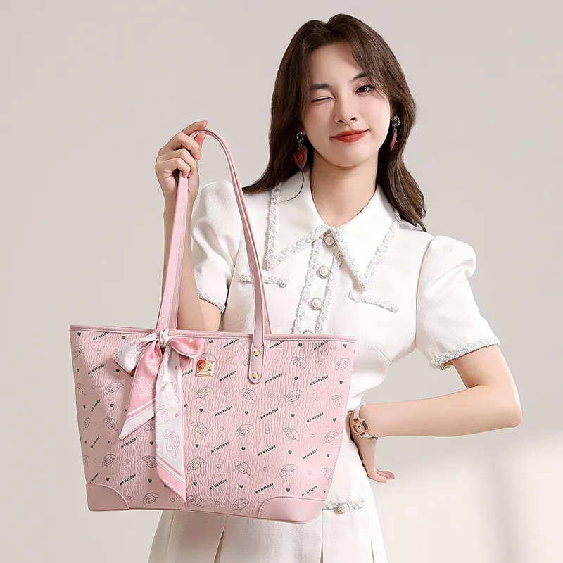 MESUCA ×Sanrio Collaboration Melodi Synthetic Leather Tote Handbag, Shoulder Bag Women's-4