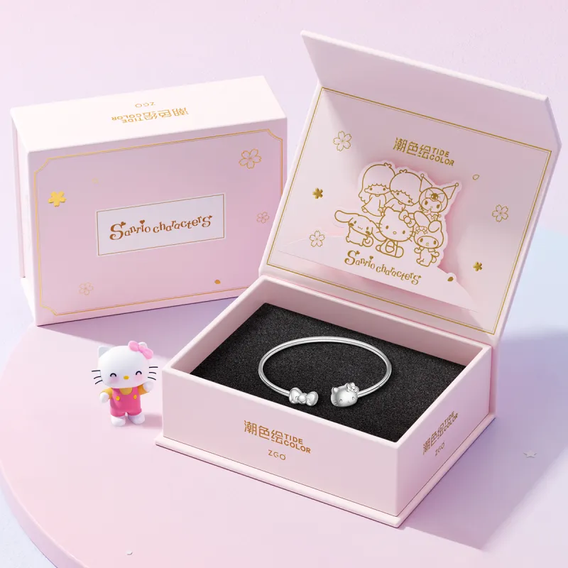 Sanrio S925 Silver Bangle Plain Band Premium Feel, Silver Bangle, Gift Box Set Women's-5