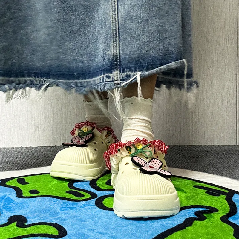 Bandage Princess Style Trendy Cave Shoes Women's Ecru Adjustable-1