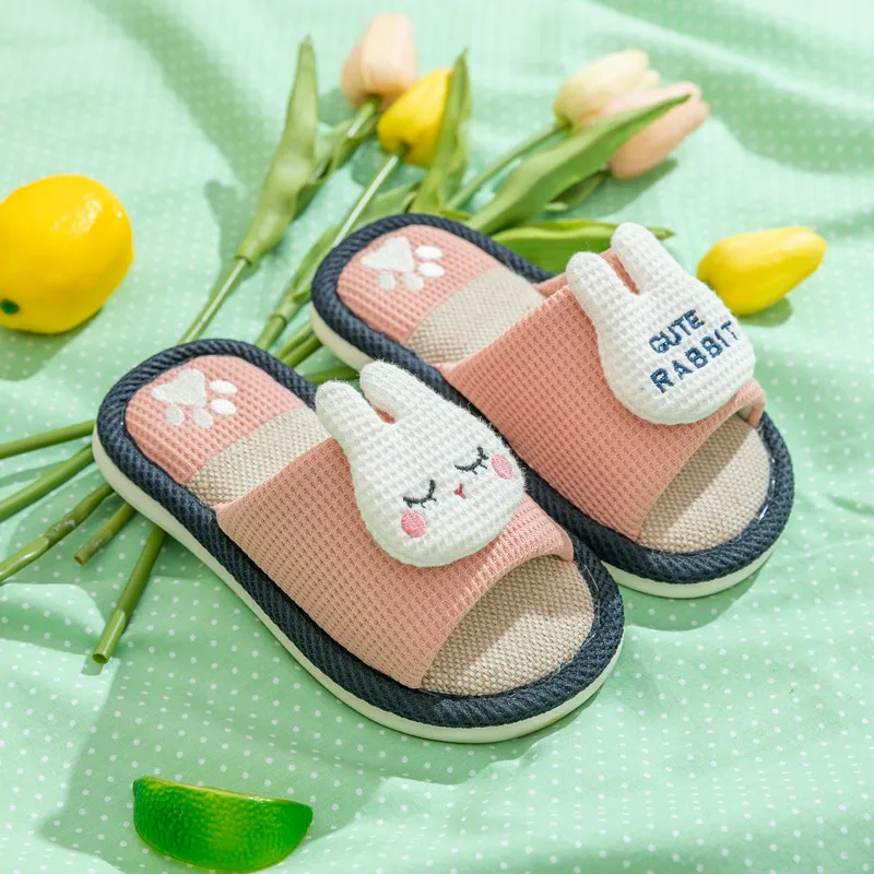 Yalu Parent Child Slippers Home Indoor Linen Slippers For Adults And Kids, Preschool Cartoon Dinosaur Slippers-5