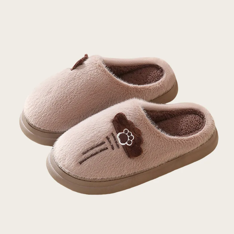 Yalu Fall And Winter Japanese And Korean Style Couple Home Indoor Velvet Cotton Slippers With Soft Soles Home Slippers-7