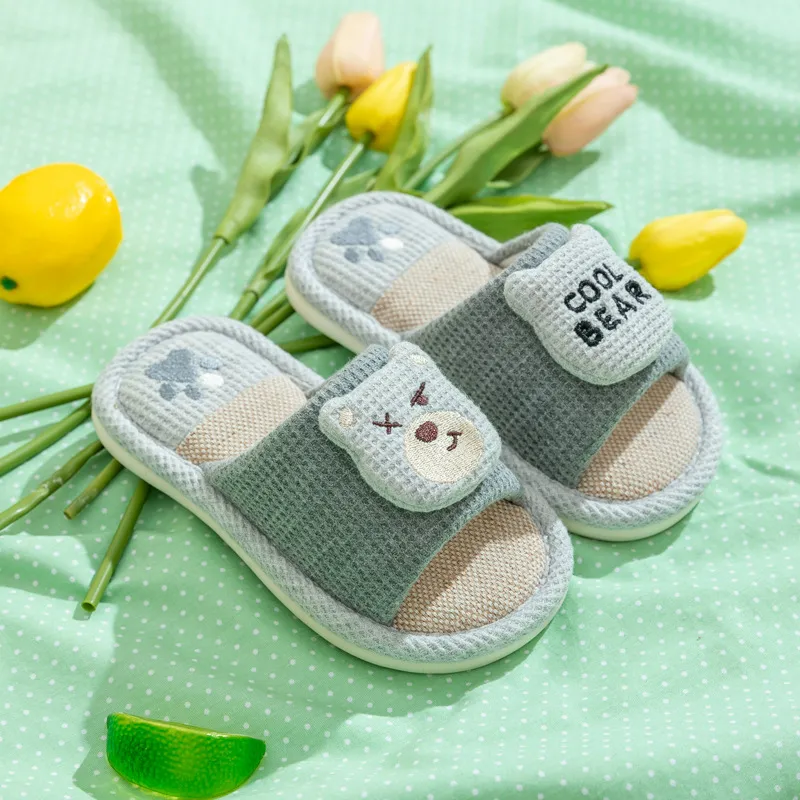 Yalu Parent Child Slippers Home Indoor Linen Slippers For Adults And Kids, Preschool Cartoon Dinosaur Slippers-11