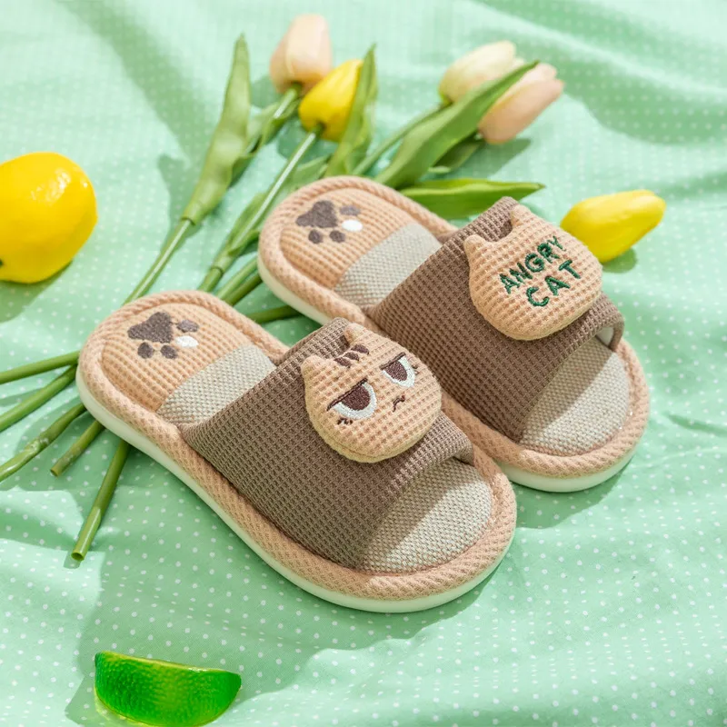 Yalu Parent Child Slippers Home Indoor Linen Slippers For Adults And Kids, Preschool Cartoon Dinosaur Slippers-13