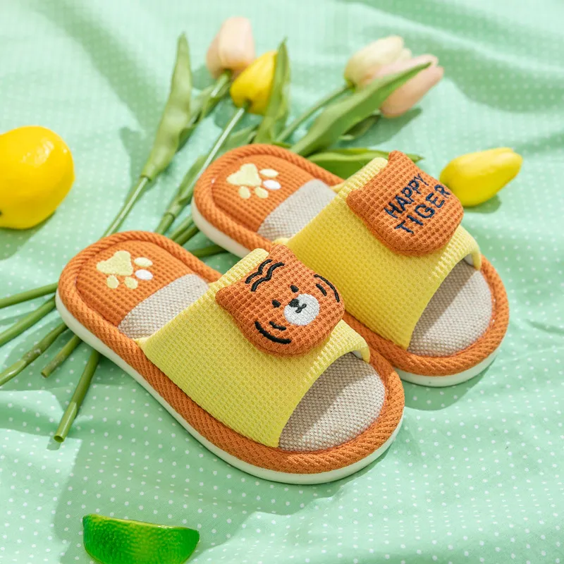 Yalu Parent Child Slippers Home Indoor Linen Slippers For Adults And Kids, Preschool Cartoon Dinosaur Slippers-9