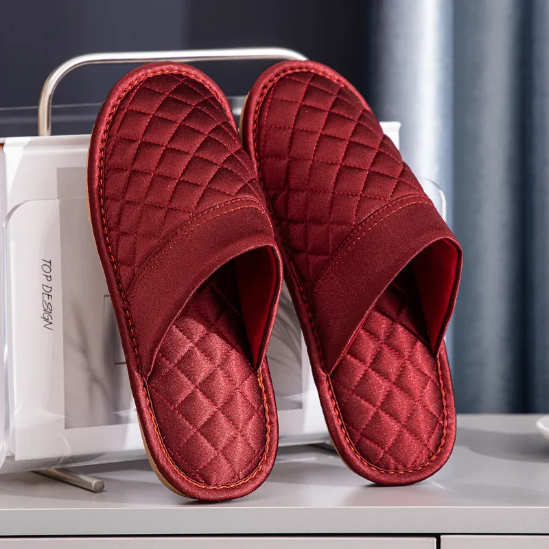 Yalu Wedding Cotton Slipper For Bride, Morning Gown Slippers Celebration Red, Advanced Luxurious Cotton Slippers-1