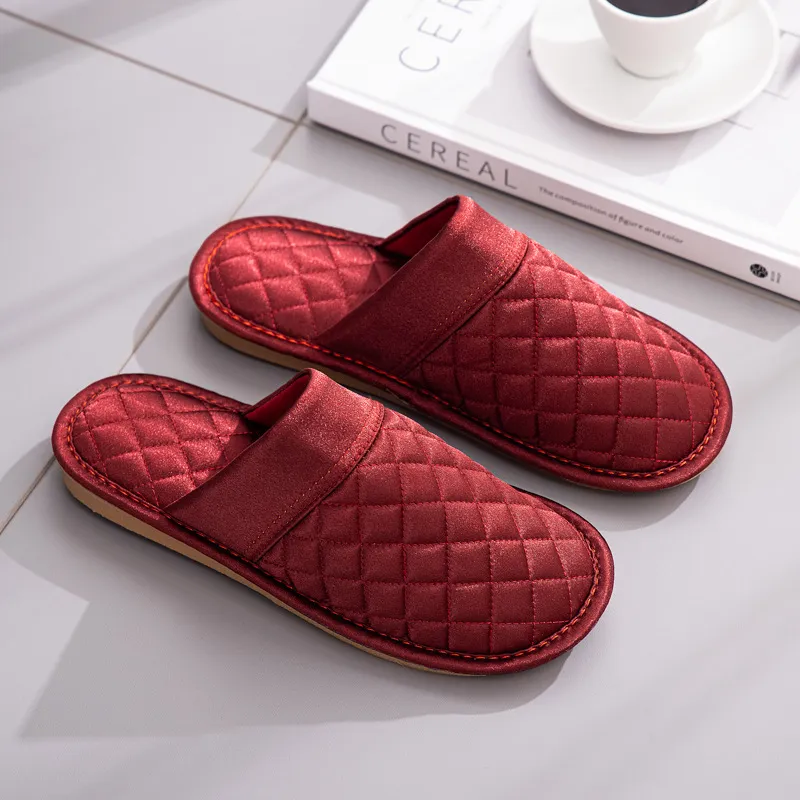 Yalu Wedding Cotton Slipper For Bride, Morning Gown Slippers Celebration Red, Advanced Luxurious Cotton Slippers-6