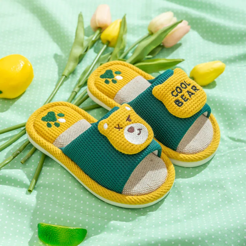 Yalu Parent Child Slippers Home Indoor Linen Slippers For Adults And Kids, Preschool Cartoon Dinosaur Slippers-15