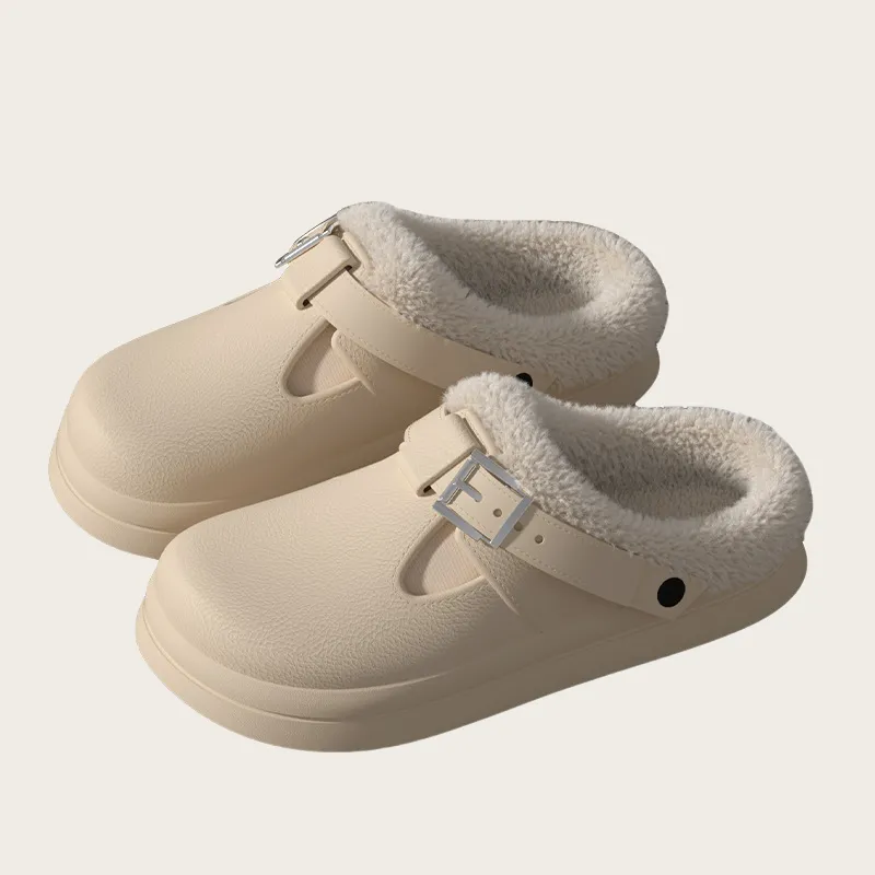 Yalu Fall And Winter Slippers Platform Plush Buckle Dormitory Indoor Couple Warm Cotton Slippers-7